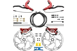 DYISLAND E-Bike Kits de Frein à Disque hydraulique 4-pistons/2-pistons, 2-broches/3-broches，Ensembles Avant et arrière(avec 2 disques de frein de 180 mm)
