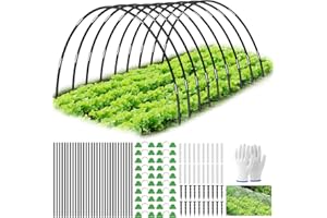 ANOMM Arcos para Invernadero, 30 Piezas Garden Aros de Invernadero con Clips, Tubos de conexión, piquetas, Guante, DIY Aros de Soporte de Fibra de Vidrio Desmontables para huertos y Jardinería