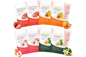 8 stycken fotmask – fotmask strumpor, fotmask skalmask, förhårdnad | Fuktgivande fotmask, förhårdnadsstrumpor för män och kvinnor (2 persika och 2 papaya och 2 jordgubbar och 2 avokado)