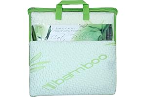 JUNGANRHA JUNGANHRA® Toddler Cot Pillow - Breathable Bamboo Case, Memory Foam, Machine Washable, Supports Flat Head, Anti-Allergy - Baby Cot Bed & Nursery Sleepyhead Travel Pillow Size 25cm x 40cm