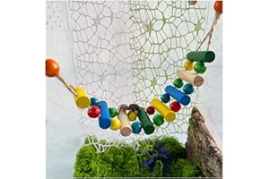 OKUEEJUR Jumping Spider Rope Bridge, Colorful Solid Wood Climbing Suspension Bridge, Jumping Spider Enclosure Accessory, Decorative Accessory for Small Reptile Enclosures