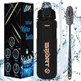 Shipshopp Water Bottle 1l Leakproof Sports Water Bottle with Straw and Cleaning Brush - BPA Free Smell Proof Drinks Bottle for Running, Gym, Camping, Hiking, School, Cycling, Office, Outdoor - Black