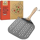 Chef Pomodoro Pala Pizza Perforada, Aluminio 30,5 x 35,6 cm, Mango Plegable | Los Agujeros de la Pala de Pizza Dejan Caer el