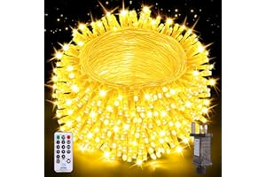 Auriostar Outdoor Christmas Tree Lights, 20M 200 LEDs Xmas Fairy Lights Indoor Mains Powered with 8 Modes/Timer/Remote, IP44 Waterproof Outside Garden Lights for Bedroom/Party/Wedding/Tree/Home