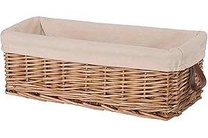 WICKERFIELD Narrow Space-save Wicker Storage Basket Bathroom Toilet Roll Basket Gift Hamper Bathroom Hallway Kitchen Storage Gift Basket (Brown)