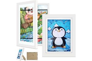 KLGFI 2 Stück Bilderrahmen Kinderzeichnungen, Kinder Kunstrahmen A4 Aufklappbar Frontöffnung,Bilderrahmen Zum Befüllen Werden Verwendet, Um Kunstwerke Von Kindern Anzuzeigen Und Zu Speichern (Weiß)