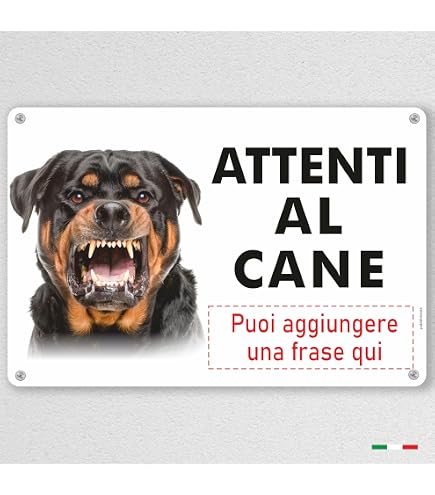 Cartello 'Warning Protected By Rottweiler' 30x20 Cm, Alluminio Riflettente, Resistente UV, Con 4 Fori, Per Esterno E Interno - 4