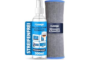‎LICARGO LICARGO Bildschirmreiniger Set 300ml - Streifenfrei & schonend - Display Reiniger mit Mikrofasertuch 380 GSM - Screen Cleaner für TV (LCD, LED, OLED, QLED, TFT) Monitor, Laptop, Tablet & Handy
