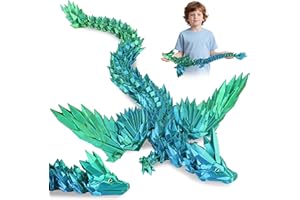 JONRRYIN 3D Gedrucktes Drache, 60CM Drachen Spielzeug mit Augen, Kreative Spielzeug und Deko, Erwachsene Kinder Drachen 3D Deko Schreibtischspielzeug Geschenke