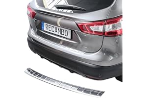 ‎RECAMBO Ladekantenschutz Edelstahl Chrom kompatibel für Nissan Qashqai II, J11, 2013-2016 | mit Abkantung | Premium Qualität von RECAMBO