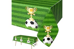 FunHot Football Table cloth, Football Table Cloths for Parties, 54 x 108 Inch Green Rectangle Trophy Football Table Cover for Men Boys Birthday Party Sport Football Theme Party Decoration
