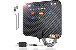 DVONE 36DBI Antena de TV Interior, 200 km Digital Antena con Amplificador para Canales de TV 1080P 4K para DVB-T DVB-T2