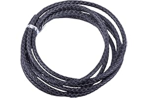 KONMAY 2 Yards 5.0mm Lederband Lederschnur Rund geflochten,Schwarz