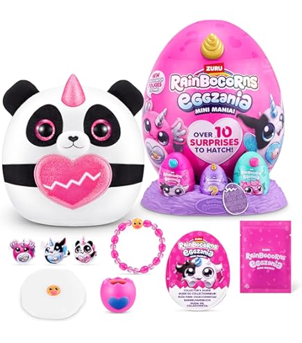 Rainbocorns Unicorn Rescue Surprise, Disco - Collectible Plush - Giant Egg, meer dan 25 verrassingen binnen, 35 cm, knuffelig pluche knuffeldier, ringen, stickers, draagbare accessoires (disco