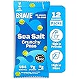 BRAVE Crunchy Peas: Sea Salt - Delicious Healthy Snacks - Vegan - High in Plant Protein & Fibre - Low Calorie - Plant-Based - No Sugar - Box of 12 Packs (35g Each)
