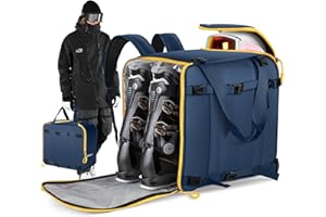 Findway Sac à Chaussures de Ski，55L Housses à Skis avec Compartiment pour Casque,pour Veste, Casque, Lunettes de Protection, Gants
