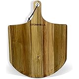 Acacia Wood Pizza Peel Paddle Natural Wooden Serving Board Ideal for use as Cheese Board, Charcuterie Board, Wooden Platter a