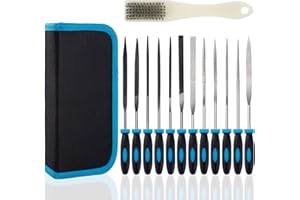 JEESBLSY Set di Lime e Raspe in Lega di Acciaio Temprato e Diamantate, 150mm 12Pezzi File Piatto, Triangolo, Semitondo, Quadrata, Rotondo e Lime ad Ago per Legno Metallo, per Carpenteria Scultura