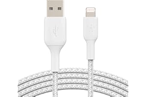 Belkin Pleciony kabel Lightning (Boost Charge Lightning na kabel USB do iPhone'a, iPada, AirPods), certyfikowany przez MFi, pleciony kabel Lightning (2 m, biały)