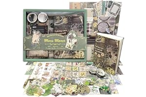 BOOMTECK 368PCS Scrapbooking Kit Completo Vintage Bullet Journal Set di Accessori per Scrapbooking Journaling con Quaderno a Griglia A6, Adesivi per Scrapbooking Carta Aesthetic Regalo fai da te Ragazze Donne
