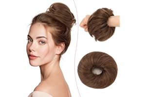 SEGO Pro Chignon Postiche Cheveux Naturel Humain Postiches Donut Chignon Chouchou Faux Chignon Elastique pour Femmes Fille Raides #4 Marron Moyen (25g)