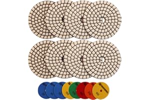 HIGHDRIL Disque de Polissage Diamant - 8PCS (#50x3/100x2/200/400/800) 100MM Disque Polissage pour Granit, Pierre, Marbre, Sol, Meuleuse Kit de Polissage pour Perceuse, Meuleuse, Polisseuse