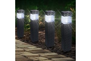 Flacchi Solarlampen für Außen -6 Stück Landschaft Lichter Solar LED Garten Lichter im Freien für Gehweg, Rasen, Garten, Innenhof Dekoration kalt weiß