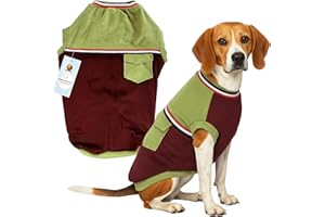 Foodie Puppies Corduroy Line Velvet Pocket T-Shirt Warm Sweater Jacket - (30 inch, Olive & Maroon) for Xtra Large Size Dogs Soft, Lightweight Pet Apparel Stylish, Comfortable, Durable, Stretchable