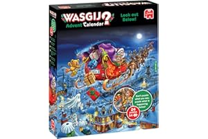 JUMBO Wasgij Christmas Advent Calendar, Look Out Below! - 24 Days of Puzzles, Don't Puzzle What You See - Brainteasing 54 Piece Adults Puzzle & Comic Puzzle -100% Recycled Cardboard Jigsaw Puzzle for Adults