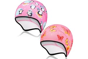 SINTEGE 2 Stück Kinder Helmmütze Kinder Fahrradmütze Süß Helm Unterziehmütze für Junge Mädchen Warme Radmütze Wintermütze für Skifahren Fahrradfahren Reiten Outdoor Sportarten