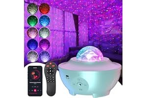 UOUNE Galaxy Projector,Star Projector with Remote Control,Music Bluetooth Speaker,Timer,Ocean Wave Star Sky LED Night Light Lamp for Baby,Kids Bedroom,Stage,Birthdays,Christmas,White