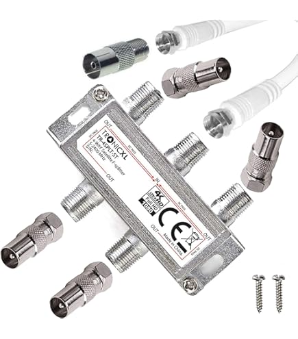 Répartiteur TV Satellite 4 Voies BKSAT - 5-2400 MHz, Compatible DVB-S2/T2/C2, 4K