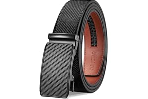 TANGCHAO Męski Skórzany Pasek, pasek z automatyczną klamrą, pasek z grzechotką, regulowany rozmiar, 35mm szeroki czarny 115-145cm