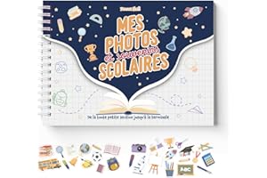 YEMMA SHELL Album photo de classe et souvenirs scolaires de la maternelle au lycée (bleu) - 77 pages - Stickers Offerts