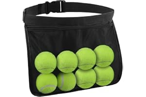 AABDTYYD Tennis Ball Holder Adjustable Waist Pouch for Tennis, Pickleball and Golf, Lightweight Mesh Bag Holds 8-10 Balls, Black Colour Secure Fit for Sports Training and Matches.