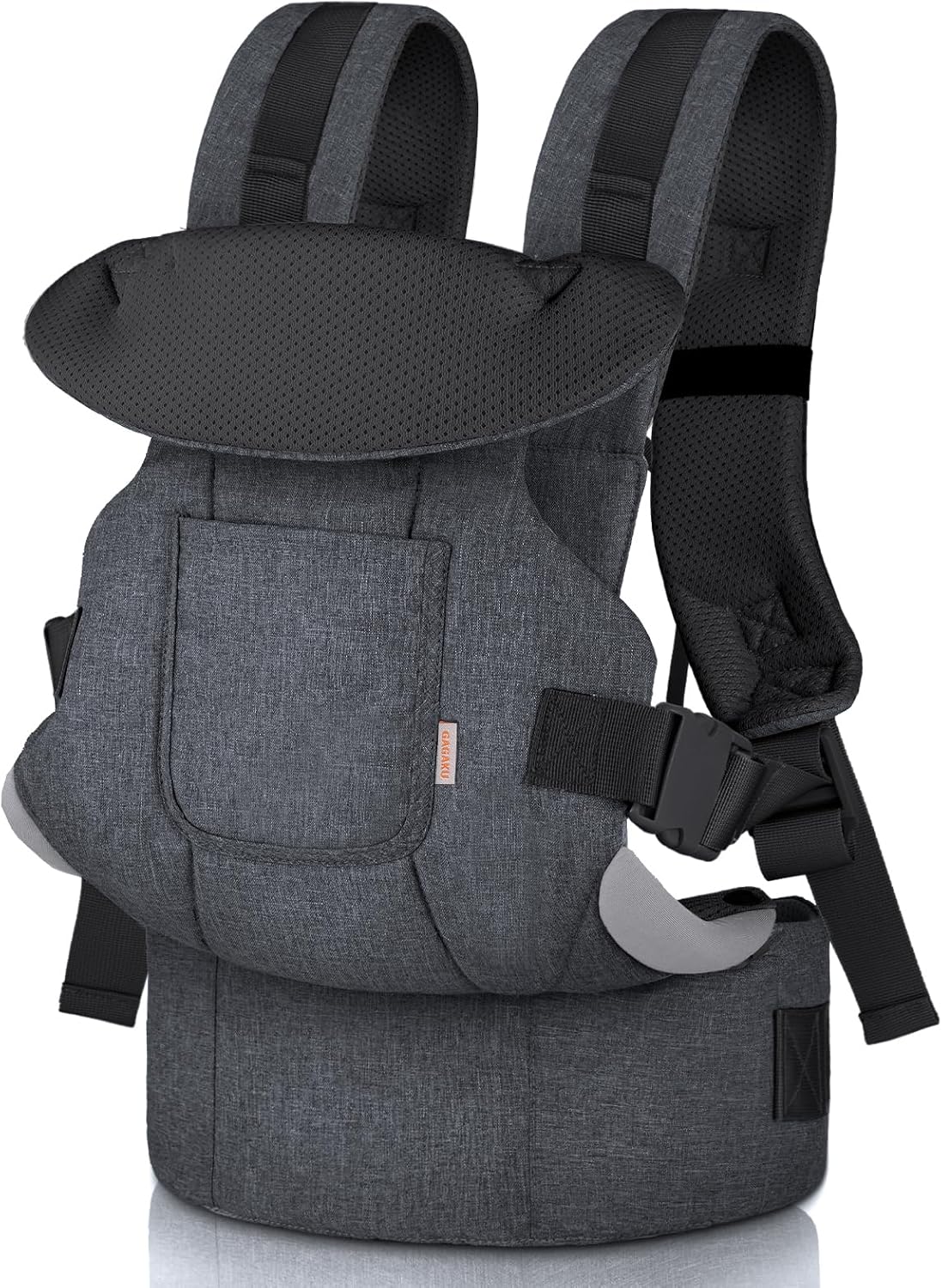 GAGAKU Mochila Portabebés Porta Bebes 0-36 meses Advanced 4 in 1 con Porteo Bebe Ergonómica Fácil de llevar con posibilidad de llevar al niño mirando hacia adelante y hacia atrás-Negro Gris Oscuro