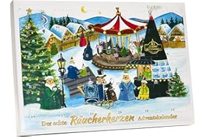 Ziller Premium Qualität Der echte Crottendorfer Räucherkerzen Adventskalender mit 24 Räucherkerzen Motiv 2023 Made in Germany, Bunt