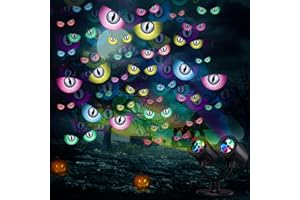 iShabao Dekoracja na Halloween, do użytku na zewnątrz, podwójna głowica, dynamiczny projektor Halloween z timerem, wodoszczelna lampa projekcyjna LED z oczami duchów, do ogrodu, na okno, ścianę