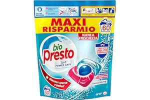 Bio Presto Power Caps Igiene, Detersivo Lavatrice Predosato In Capsule con funzione Igiene & Freschezza, Confezione Da 60 Lavaggi - 720 g