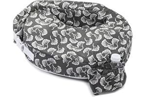 My Brest Friend Original Nursing Pillow Enhanced Ergonomics Essential Breastfeeding Pillow Support For Mom & Baby W/Convenient Side Pocket, Double Straps & Slipcover, Grey Flowing Fans