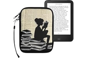 kwmobile Custodia Universale per eReader - Copertina in Neoprene Nero/Beige con Chiusura a Zip - Misura 17 x 12 x 2 cm - Astuccio portatablet