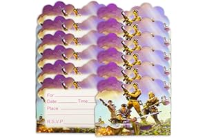 Qemsele inviti compleanno Bambini, 30 Inglese Inviti battesimo con Buste Biglietti cartoline per bambini, ragazze festa di compleanno e Baby shower (4,3 * 5,5 pollici (11 * 14 cm), Fortnite)