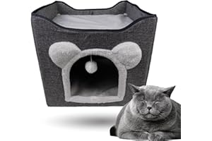 Ligo Cube - Cuccia per gatti Calda Lettino casa Letto Igloo Interno casetta cuccetta Chiusa per Gatto, Cani Piccoli, lettino Cuccioli.Nicchia nido per Gatti. (GRIGIO CHIARO)