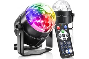 Retoo Discokula musikstyrd roterande 360 med 3 färglampor LED för barn Hemfest Födelsedag jul, Discobollslampa med RGB 3W och fjärrkontroll för dekoration, bar, klubb, dansfester
