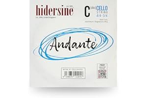Hidersine Andante CELLO C String for 4/4-3/4 size. Steel Core, Alloy String for Longevity & Ease of Playing Feel. Excellent Tone & Great Value. For Cello Students with Full Sized or 3 Quarter Cellos
