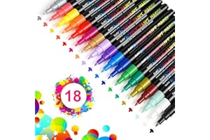 GOFFII Pennarelli a Vernice Acrilica, 18 Colori Impermeabile Pittura Arte Set per Ceramica, Stoffa, Tessuti, Plastica, Vetro, Metallo, Legno, Roccia, Tela, Carta, DIY (0.7mm)