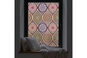 dktie Window Film Privacy Vinyl Non Adhesive Privacy Film Stained Glass Window Film for Bathroom Shower Door Heat Cotrol Anti UV 44.5x200cm