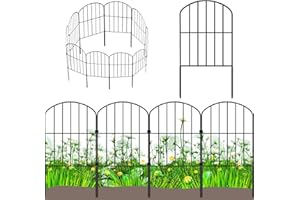 YEETEESY Gartenzaun 10 Stück Komplettset Dekorative Metallzaun Steckzaun, Oberbogen Gartenzaun Metall Zaunelemente, Zaun für Hunde (Oberbogen-B)