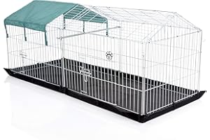 Rabbit Run Playpen by Cozy Pet with Pitched Roof, Sun Shade & NEW Floor, Guinea Pig Pen, Dog Puppy Cage Ferret Play Pen RR06 + Floor