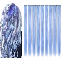 WENNALIFE 12 Blaue Clip-In Haarsträhnen Für Kinder – 55 Cm, Für Partys & Karneval